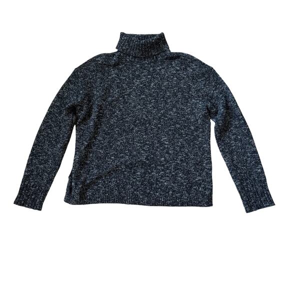 Jenni Kayne Recycled Cashmere Blend Marled Turtleneck Sweater Charcoal Grey - Picture 1 of 9